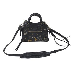 BALENCIAGA Neo Classic Handbag Stroke Black Leather